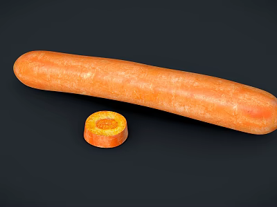 Fresh Orange Carrot Vegetable With Whole And Sliced Sections On Dark Background 3d model