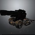 Advanced Mechanical Weapon Featuring Large Cannon Tracked Base And Metallic Black Brown Design