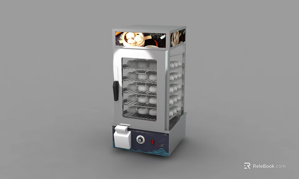 Commercial Food Steamer With Glass Door And Multiple Layer Racks 3d model 