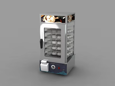 Commercial Food Steamer With Glass Door And Multiple Layer Racks 3d model