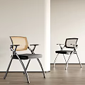 Minimalist Office Chair With Beige Dark Brown Backrest Gray Black Seat And Metal Frame