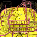 Colorful Playground Equipment With Pink Climbing Nets Yellow Floor Purple Ball Pit And Safety Fences
