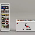 Upright Display Refrigerator And Chest Freezer With Bottled Beverages And Frozen Foods By Strong
