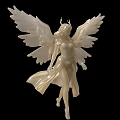 White Angelic Decorative Ornament Set With Flowing Robe And Intricate Wings For Home Decor