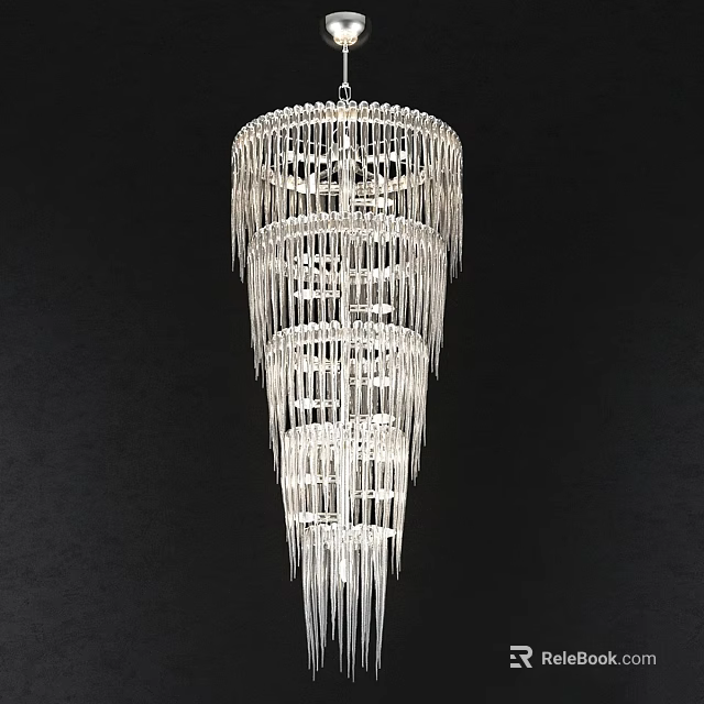 Elegant Multi Tiered Crystal Chandelier With Hanging Glass Elements And Modern Design 3d model 