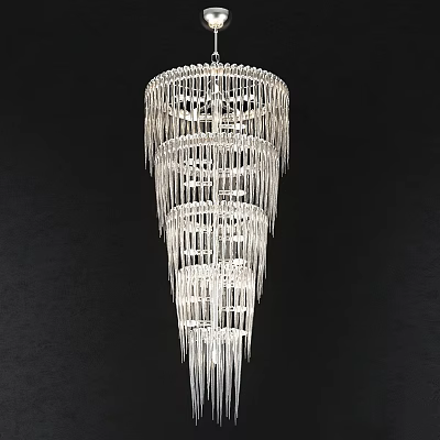 Elegant Multi Tiered Crystal Chandelier With Hanging Glass Elements And Modern Design 3d model