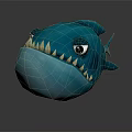 Blue Shark Doll with Cartoon Style Big Eyes Sharp Teeth and Cute Design