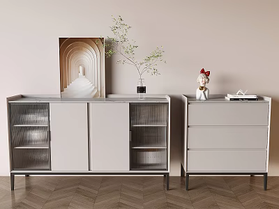 Modern Side Cabinet Porch Cabinet Decorative Cabinet Glass Side Cabinet Porch Cabinet Decorative Painting Ornaments 3d model