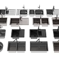Various Modern Kitchen Sinks With Different Bowl Styles And Faucet Features 3d model