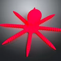 Red Octopus 3D Model With Vibrant Color And Dark Background 3d model