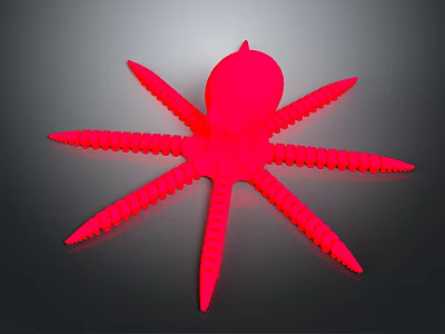 Red Octopus 3D Model With Vibrant Color And Dark Background 3d model