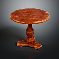 Wooden Round Table With Smooth Top And Carved Pedestal Base Design