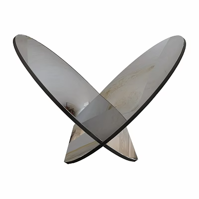 Modern Minimalist Decorative Ornament Set With Crossed Curved Mirrored Surfaces And Metal Frames 3d model