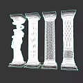 Decorative Columns With Gold Spiral Accents Sleek White And Twisted Patterns Design
