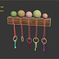 Minimalist Decorative Ornament Set with Wooden Base Spheres Chains and Key Pendants for Home Decor