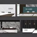 Front desk Background wall Service desk Reception desk 3d model