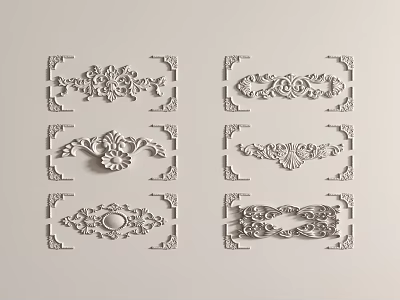 Modern European-style Carved Corner Flower Carved 3d model