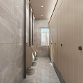 Modern Public Restroom Interior Design With Washbasins Mirrors Tile Walls And Soft Lighting