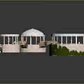 Circular Architectural Structure With White Domes Connecting Bridge Green Vines Staircase And Small Pond