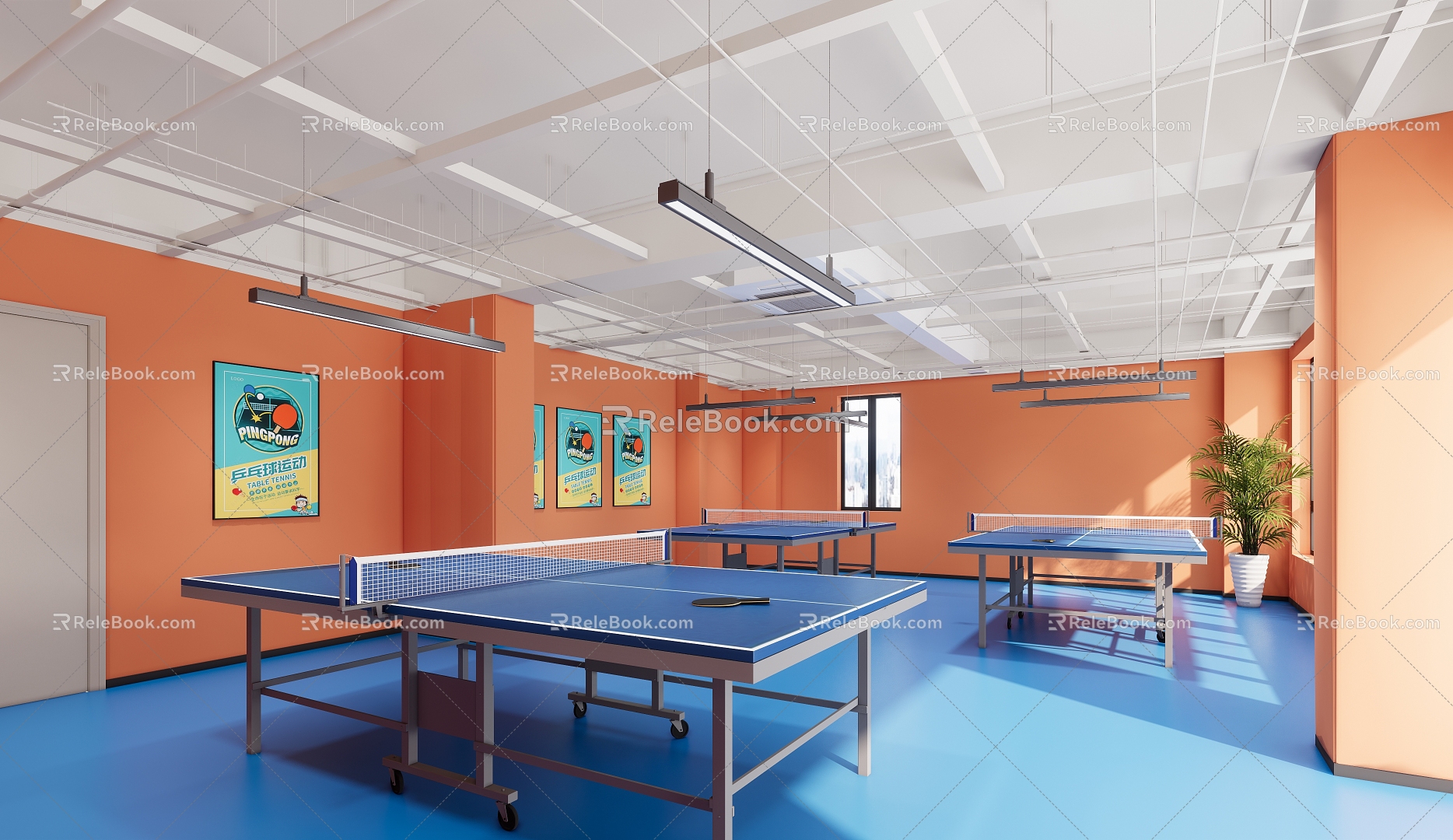 Modern table tennis room 3d model