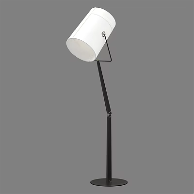 Modern Floor Lamp With White Shade And Black Metal Stand For Living Room 3d model