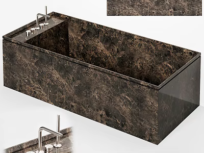 Modern Marble Bathtub Design Featuring Smooth Surface And Chrome Faucet 3d model