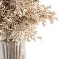 Modern Elegant Textured Vase With Golden Leafy Plants For Home Decor