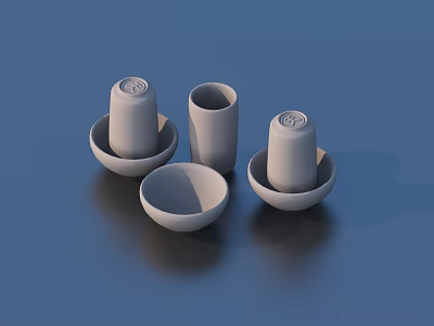 White Ceramic Tableware Set Including Cups And Saucers For Daily Use 3d model