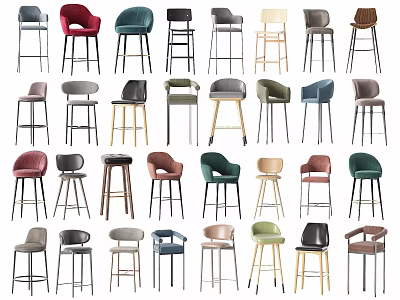 Modern Bar Stools With Various Stylish Designs And Different Color Options 3d model
