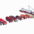 Assorted Red Yellow Utility Vehicles With Ladders And Rescue Equipment 3d model