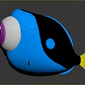 Cartoon Character And Cute Creature With Blue Body Big Pink Eyes And Yellow Antennae