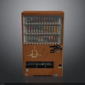 Orange Electronic Vending Machine With Transparent Display Window And Assorted Drinks