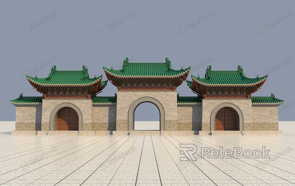 Ancient Archway Ancient Architecture Chinese New Chinese Style Hall Gate Effect Diagram model