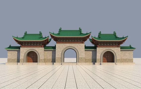 Ancient Archway Ancient Architecture Chinese New Chinese Style Hall Gate Effect Diagram 3d model
