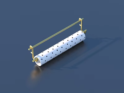 White Perforated Kitchen Roller With Gold Metal Stand For Daily Use 3d model