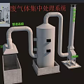 Industrial Factory Waste Gas Treatment System With Pipeline Connections Gas Collection Hood And Spray Tower