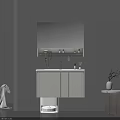 Modern Minimalist Bathroom Vanity With White Wall Mounted Cabinet And Mirrored Storage