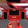 Red and White Coca-Cola Ship With Cartoon Bear Design And Palm Trees