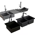 Modern Kitchen Faucet With Double Bowl Sink And Stainless Steel Black Finish