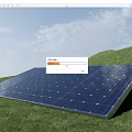 Solar Panel Installed on Green Grass Field Under Blue Sky with White Clouds 3d model