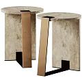 Modern Minimalist Round Side Table With Marble Top And Gold Metal Frame 3d model