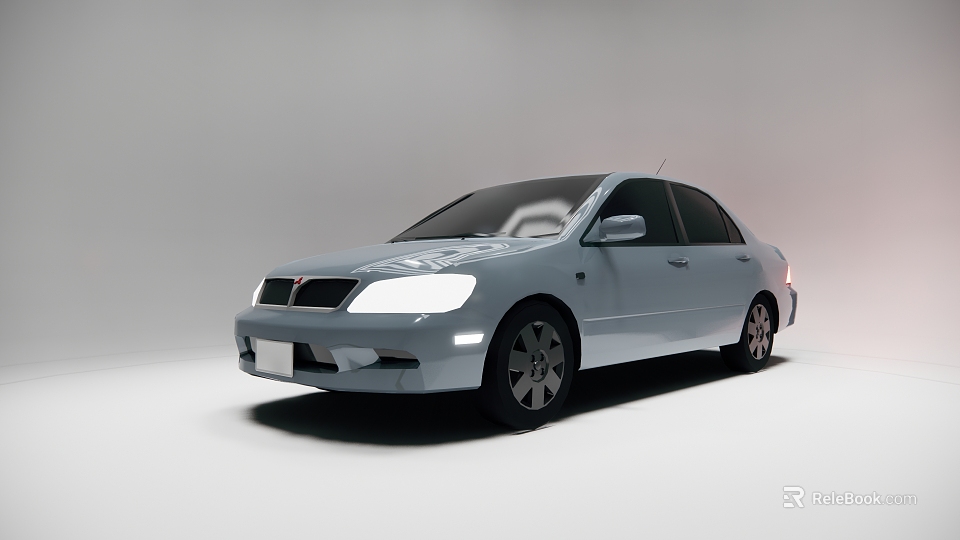 Silver Modern Four Door Sedan With Sleek Front Grille And Alloy Wheels 3d model 