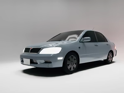 Silver Modern Four Door Sedan With Sleek Front Grille And Alloy Wheels 3d model
