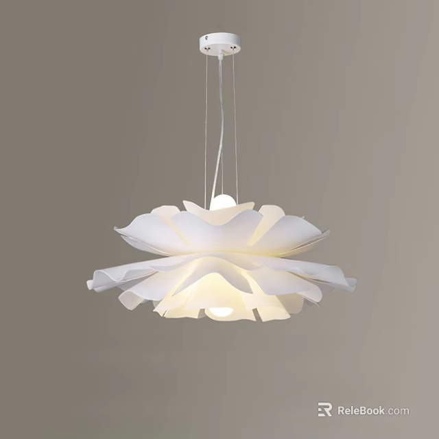 Modern White Petal Shaped Pendant Light With Hanging Design And Soft Illumination For Home Decor 3d model 