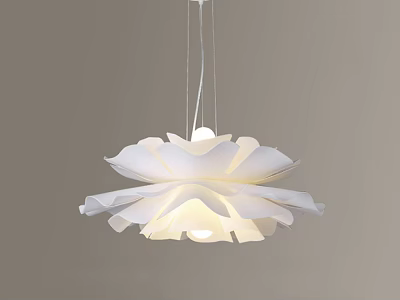 Modern White Petal Shaped Pendant Light With Hanging Design And Soft Illumination For Home Decor 3d model