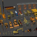 Various Construction Machinery Models with Excavators Cranes Trucks Bulldozers and Loaders 3d model