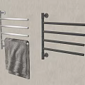 Wall Mounted Bathroom Towel Racks in Silver and Black with Gray Towel on Gray Wall