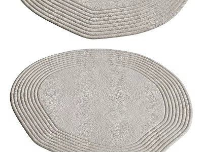 Soft Ribbed Round Rug With Concentric Patterns And Light Neutral Tone For Modern Home Decor 3d model