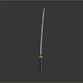 Traditional Japanese Katana Weapon with Blue Scabbard and Gold Accent Handle