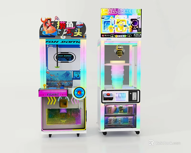 Fun Video Game Store With Fish Boom Arcade Machine And Roller Coaster Game 3d model 